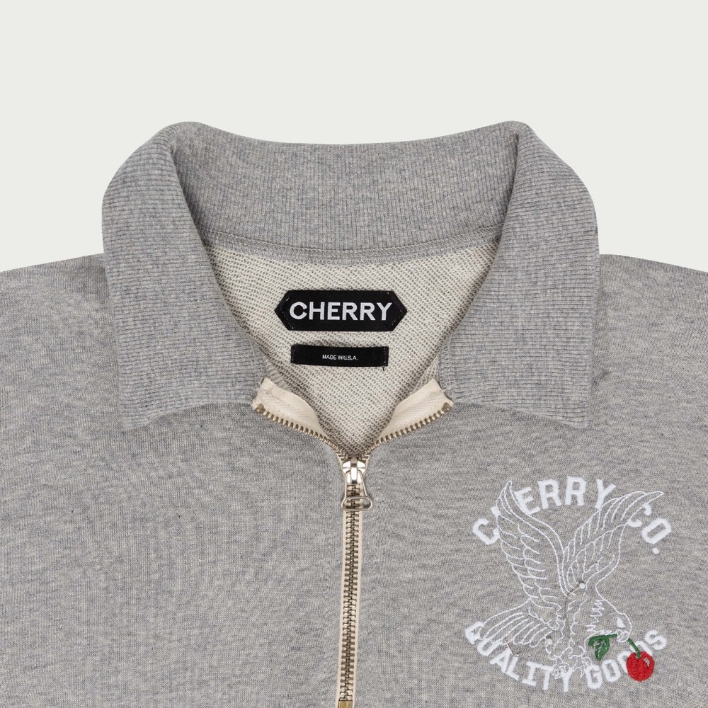 BRAND NEW Cherry LA Midweight Quarter Zip Polo Pullover (Heather Grey) - Picture 2 of 8